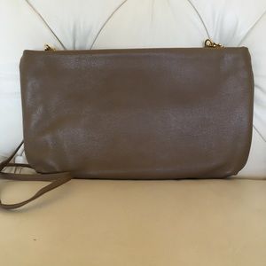 NWT Borelli Tan Leather Clutch/shoulder Bag.